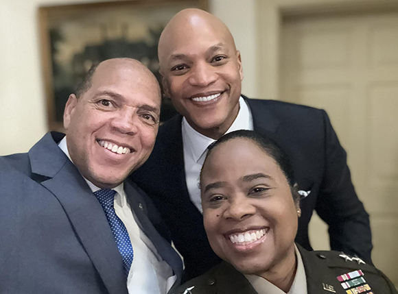Councilman Julian E. Jones, Jr. and Governor Wes Moore and Major General Janeen L. Birckhead on February 5, 2025